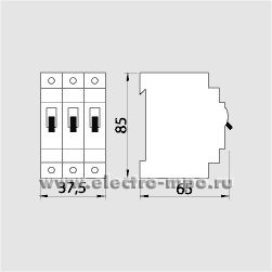 А1605. Автоматический выключатель ВА6026-34 16А/3п/ 2,0кА на Din-рейку (Тираспольский ЭЗ Молдова)