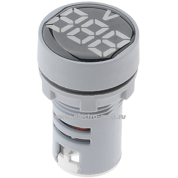 Б1801. Вольтметр цифровой DMS-101  20-500В, 28,5 мм, уст. диам. 22 мм, индикация - белый (Ruichi Китай)