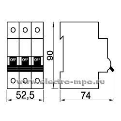 А2715. Автоматический выключатель SH203L С6А/3п/ 4,5кА на Din-рейку 2CDS243001R0064 C6 (ABB)