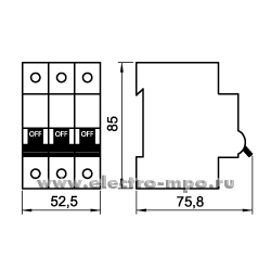 К6147. Автоматический выключатель S203 C25А/3п/ 6,0кА на Din-рейку 2CDS253001R0254 C25 (АВВ)
