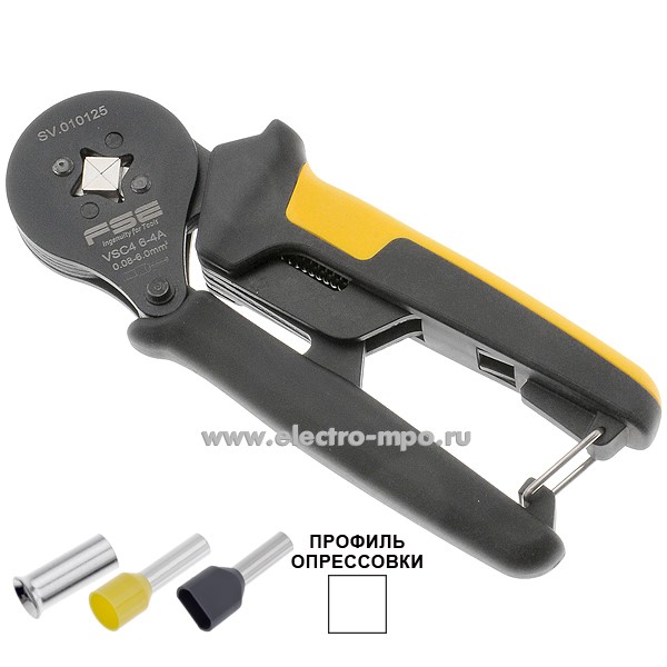 И1268. Пресс-клещи VSC4 6-4A для втулочных наконечников 0,08-6 кв.мм (FSE Китай)