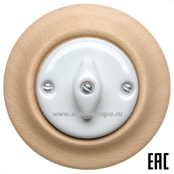 Р8441. Переключатель Decento 3560K-C0634550 2CHK600634C4050 поворотный с/п белый фарфор/бук (АВВ)