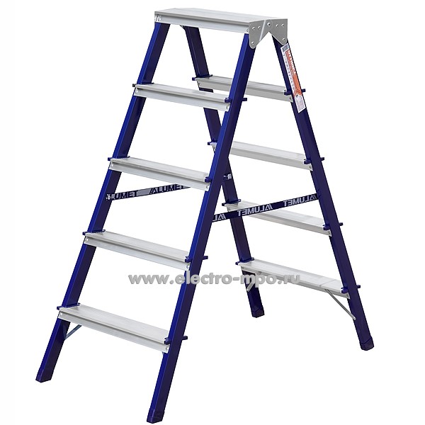 В62. Стремянка МD8205 стальная двухсторонняя 5 ступеней (Алюмет Россия)