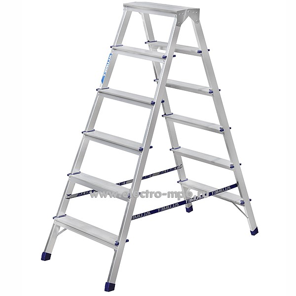 В6274. Стремянка АD7206 профессионал. алюминиевая 6 ступ. двухсторонняя (Алюмет Россия)