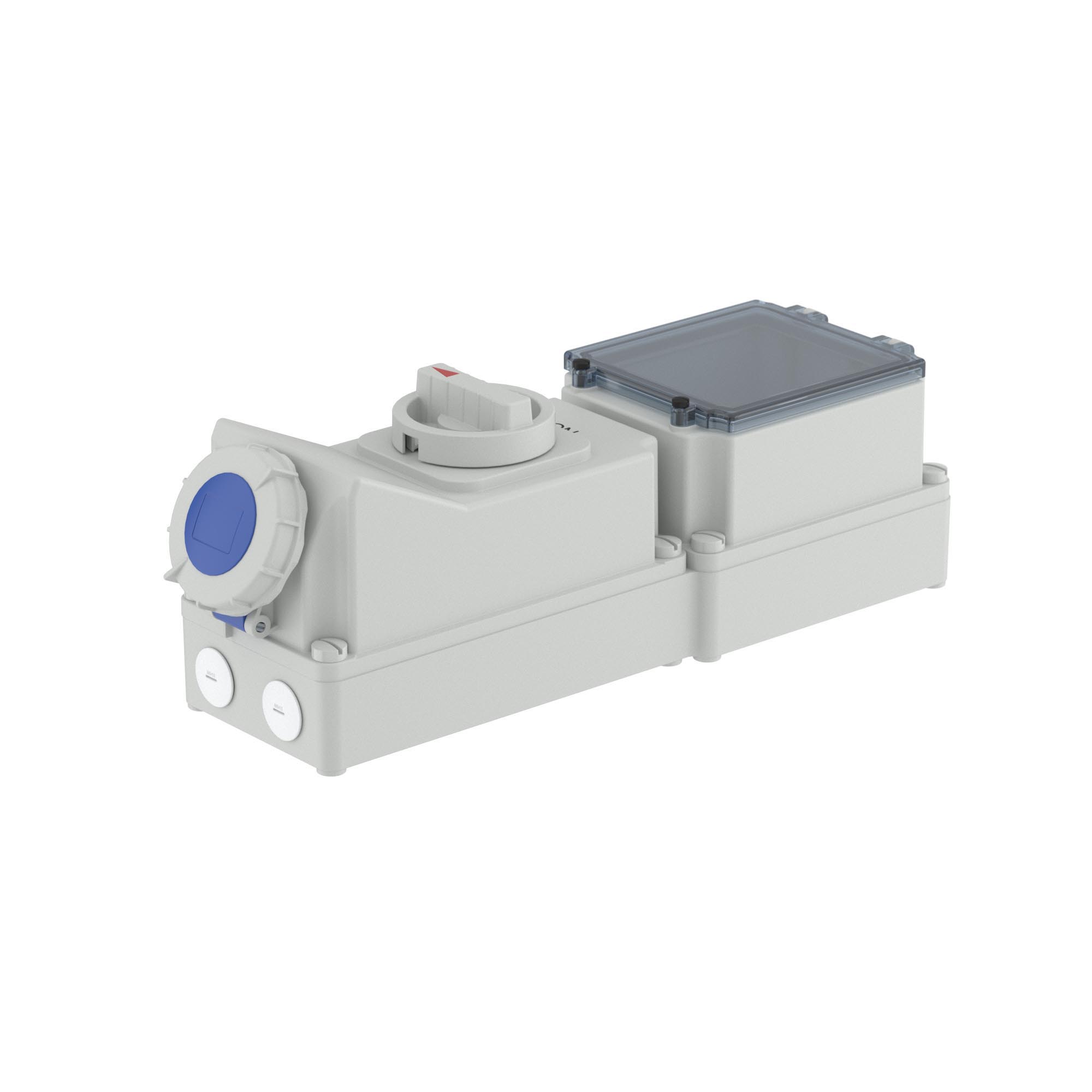 Р57. Розетка DIS5686383 настенная с механической блокировкой и DIN-рейкой на 6 модулей WSD IP67  (ДКС)