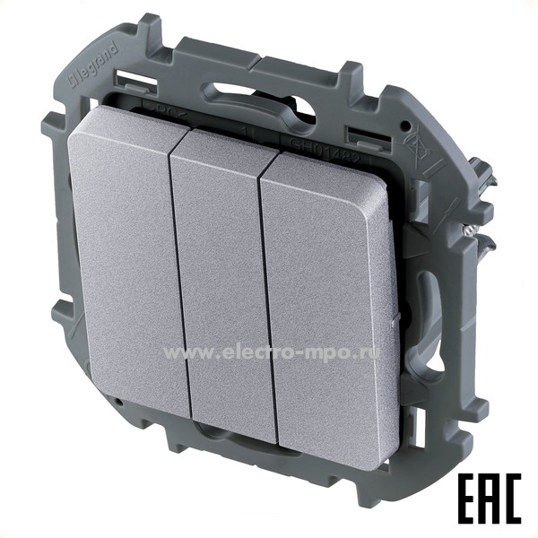 Ю5810. Механизм Inspiria 673642 выключателя 3кл. с/п алюминий (Legrand/Daccord)