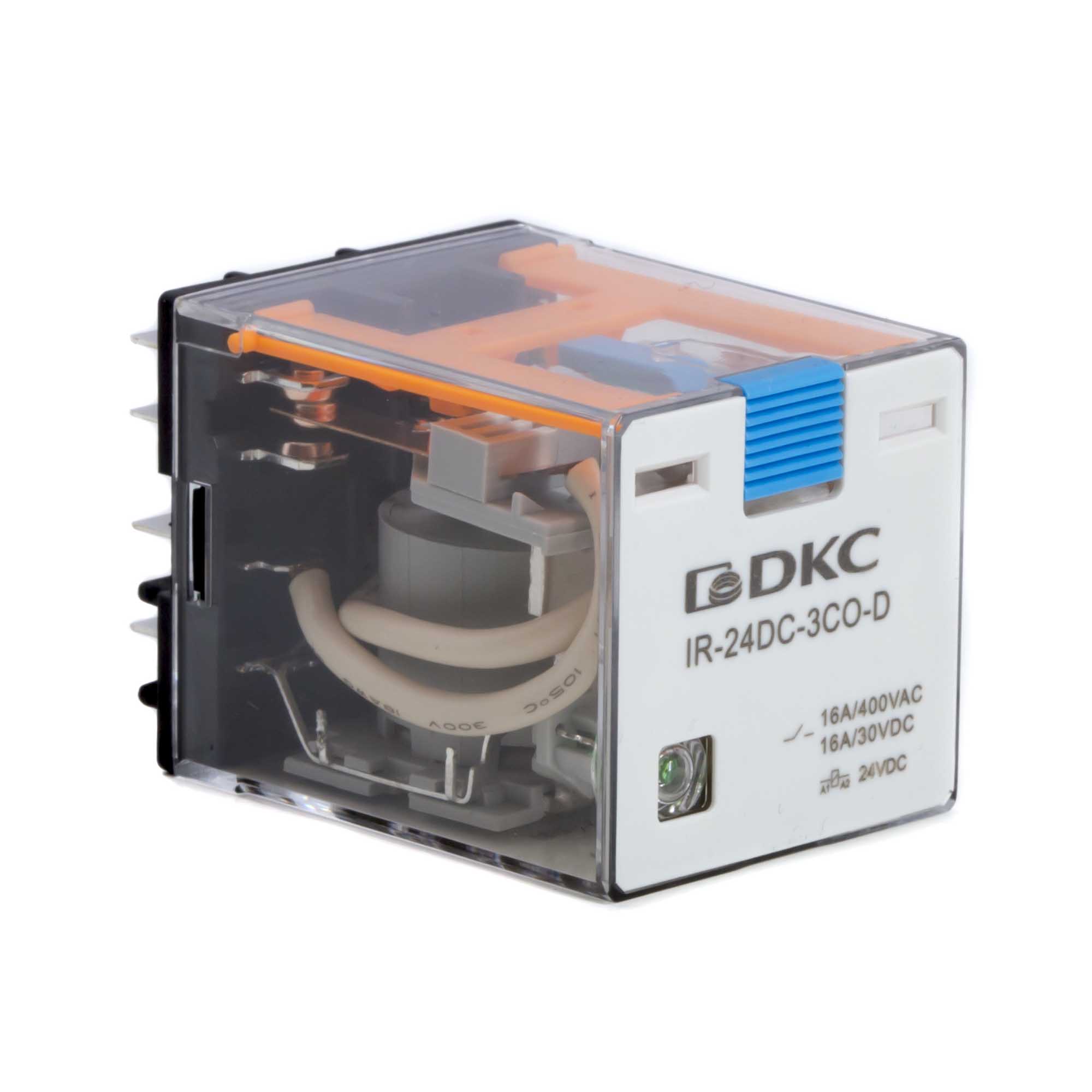 А46. Реле IR-24DC-3CO-D миниатюрное силовое, 3CO, ком. ток 16А, AgSnO2, напряжение 24V DC, опция:  (ДКС)