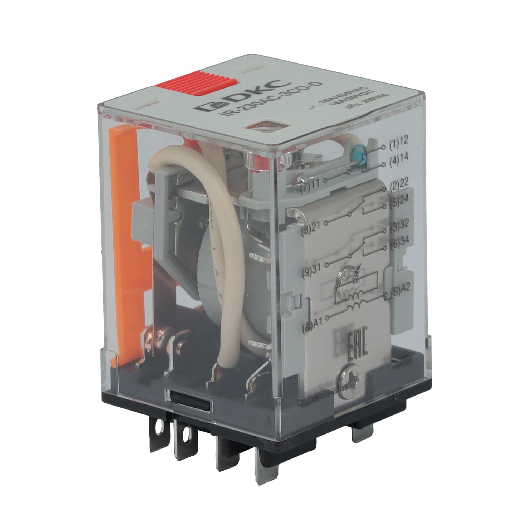 А46. Реле IR-230AC-3CO-D миниатюрное силовое, 3CO, ком. ток 16А, AgSnO2, напряжение 230V AC,  (ДКС)