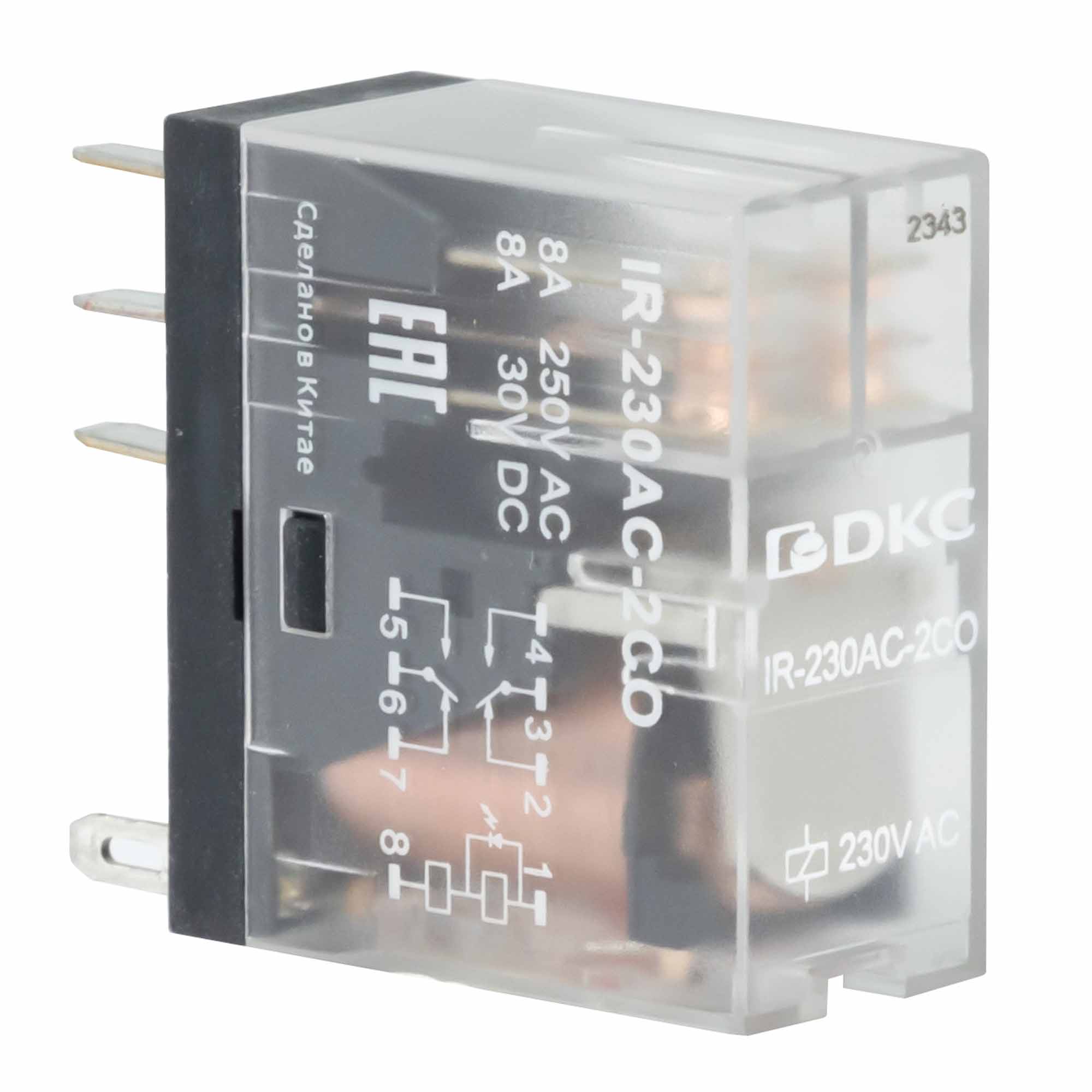 А46. Реле IR-115AC-2CO миниатюрное промышленное, 2CO, ком. ток 8А, AgSnO2, напряжение 115V AC,  (ДКС)
