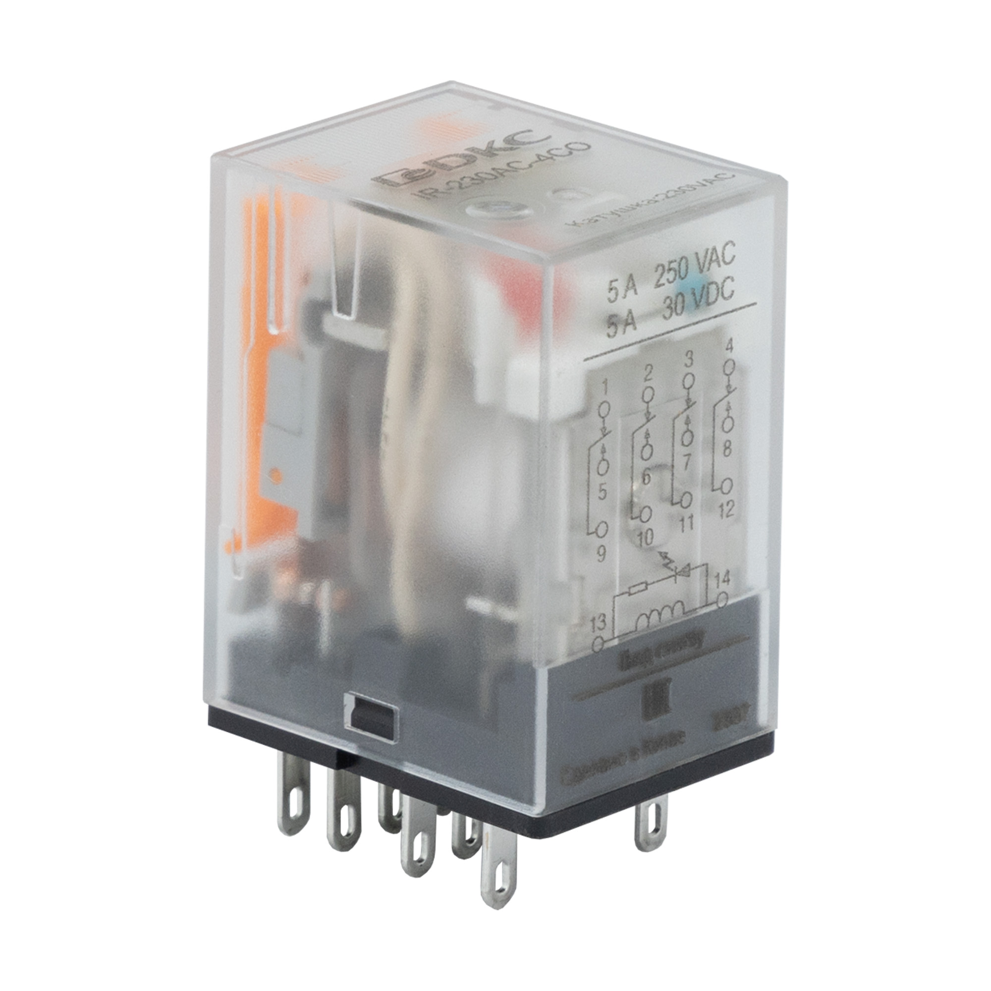 А46. Реле IR-12DC-4CO миниатюрное промышленное общего назначения, 4CO, ком. ток 5А, AgSnO2,  (ДКС)
