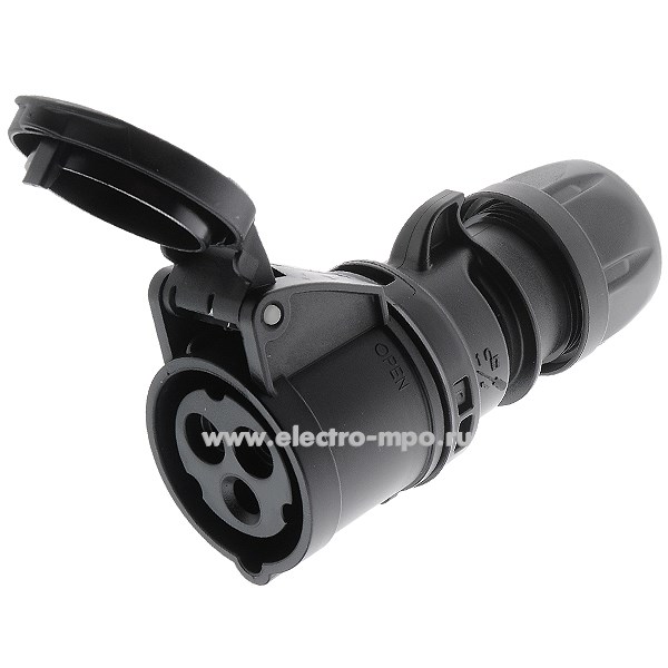 Р5792. Розетка 213-6х "Midnight" кабельная 2Р+Е 16А 250В IP44 черная (PCE Австрия)