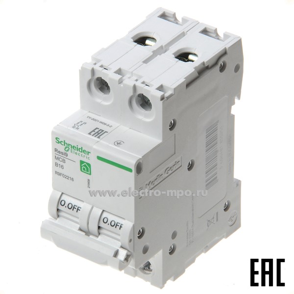 А0754. Автоматический выключатель Resi9 R9F02263 В63А/2п/ 6,0кА на Din-рейку (Schneider Electric)