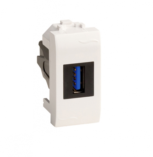 Р23. USB 76300B 3.0 розетка, Brava, белая, 1 мод. (ДКС)