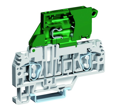 К23. Держатель ZHF910GR предохранителя 6x32. Пружина. 4 кв. мм. Серый. С диодным индикатором на  (ДКС)