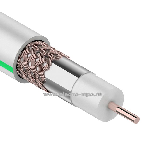 П20. Кабель 01-2431-6 коаксиальный SAT703B Cu/Al/Cu 64% 75Ом INDOOR белый (PROconnect)