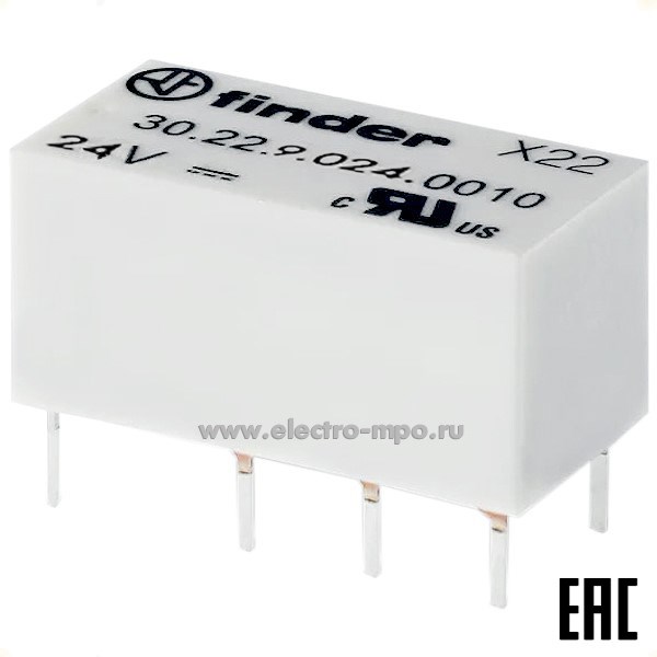 А94. Реле промежуточное 302290240010 24В DC 2А 2перекл. контакт серия 30 (Finder)