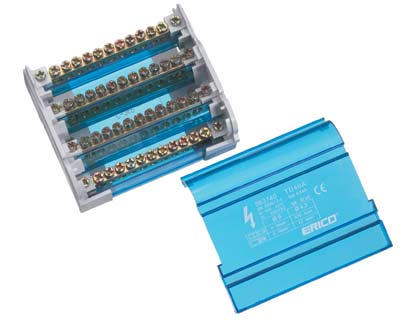 Э17. Распределительный блок TD40 4 Pole 40A - 12 выводов ABB 563740 (ERICO/CORREX)