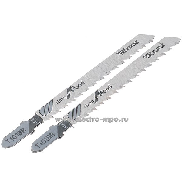 И6521. Пилка KR-92-0301 к электролобзику 100мм 10з/д 4-30мм обр. зуб. T101BR 2шт./уп. дерево (Kranz)