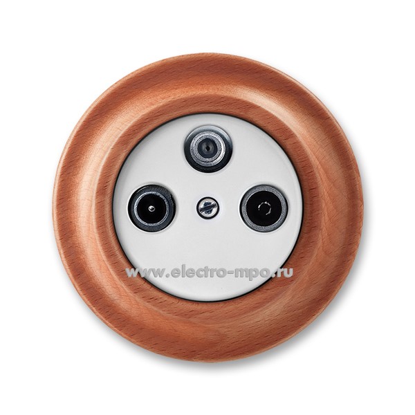 Р8475. Розетка Decento 5011K-C0040352 2CHK080403C4052 TV-R-SAT с/п белый фарфор/вишня (АВВ)