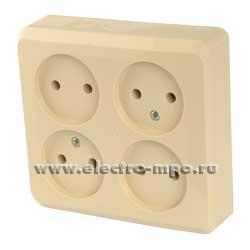 Ю4890. Розетка Этюд PA16-205K 4 гнезда о/п кремовый (Systeme Electric)