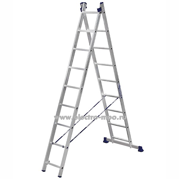 В6045. Лестница 5209 профессионал. универсал. алюм. 2 секции L=2,54-4,22м (Алюмет Россия)