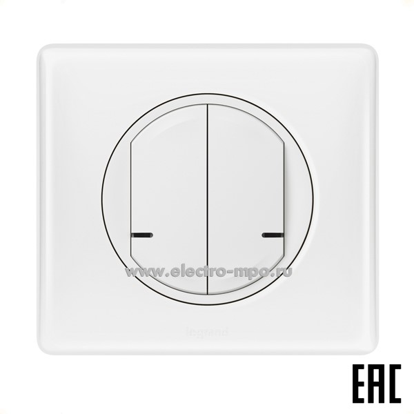 Ю8474. Выключатель Netatmo 067724 Celiane 2кл. беспроводной белый (Legrand)