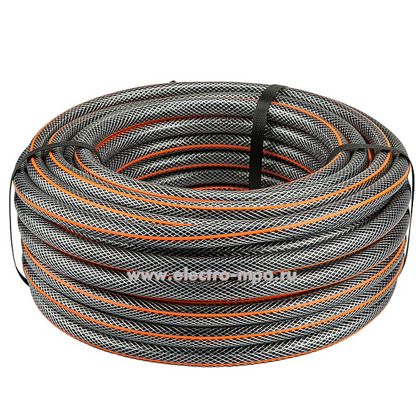 Н10. Шланг 62-0226-1 поливочный ПВХ 3-х слойный армированный 3/4" 25м Стандарт Плюс (Четыре сезона)