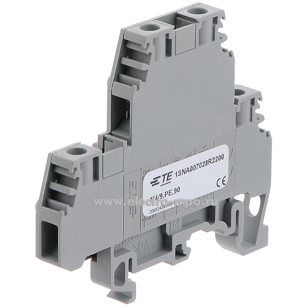 Б6540. Клемма M4/9 PE90 1SNA007028R2200 винт. серая 4мм2 26А защита от перенапряж. 60VDC/48VAC (TE)