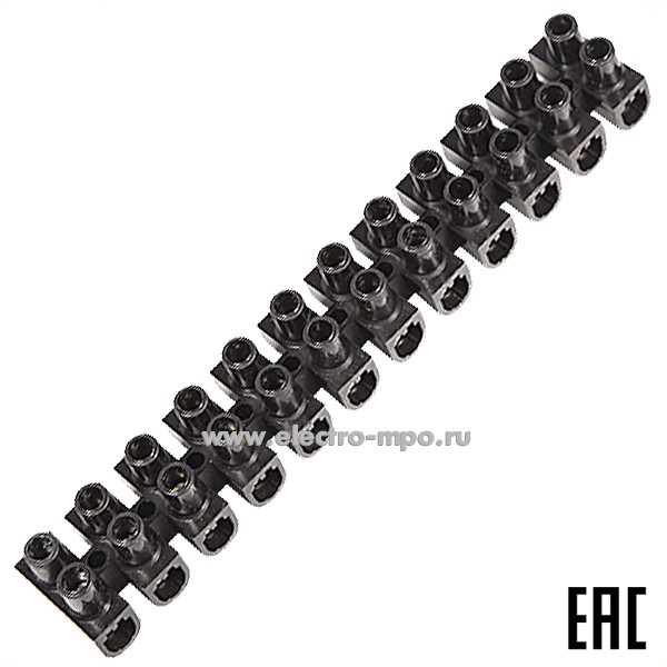 К45. Клеммная винтовая колодка 07-5006-2 KВ-6 2,5-6мм2 ток 6A полипропилен черный (Rexant)