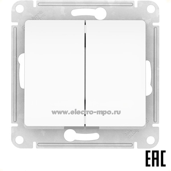Ю21. Механизм Glossa GSL000165S переключателя 2кл. безвинт. зажим с/п белый (Systeme Electric)