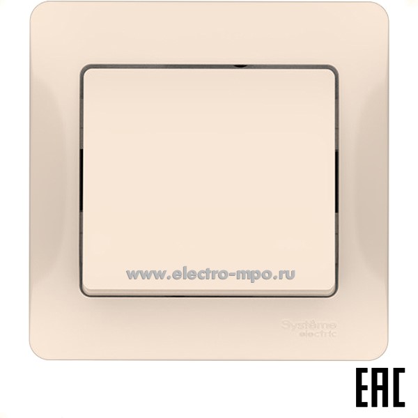 Ю21. Выключатель Glossa GSL000212S 1кл. безвинт. зажим с/п бежевый (Systeme Electric)