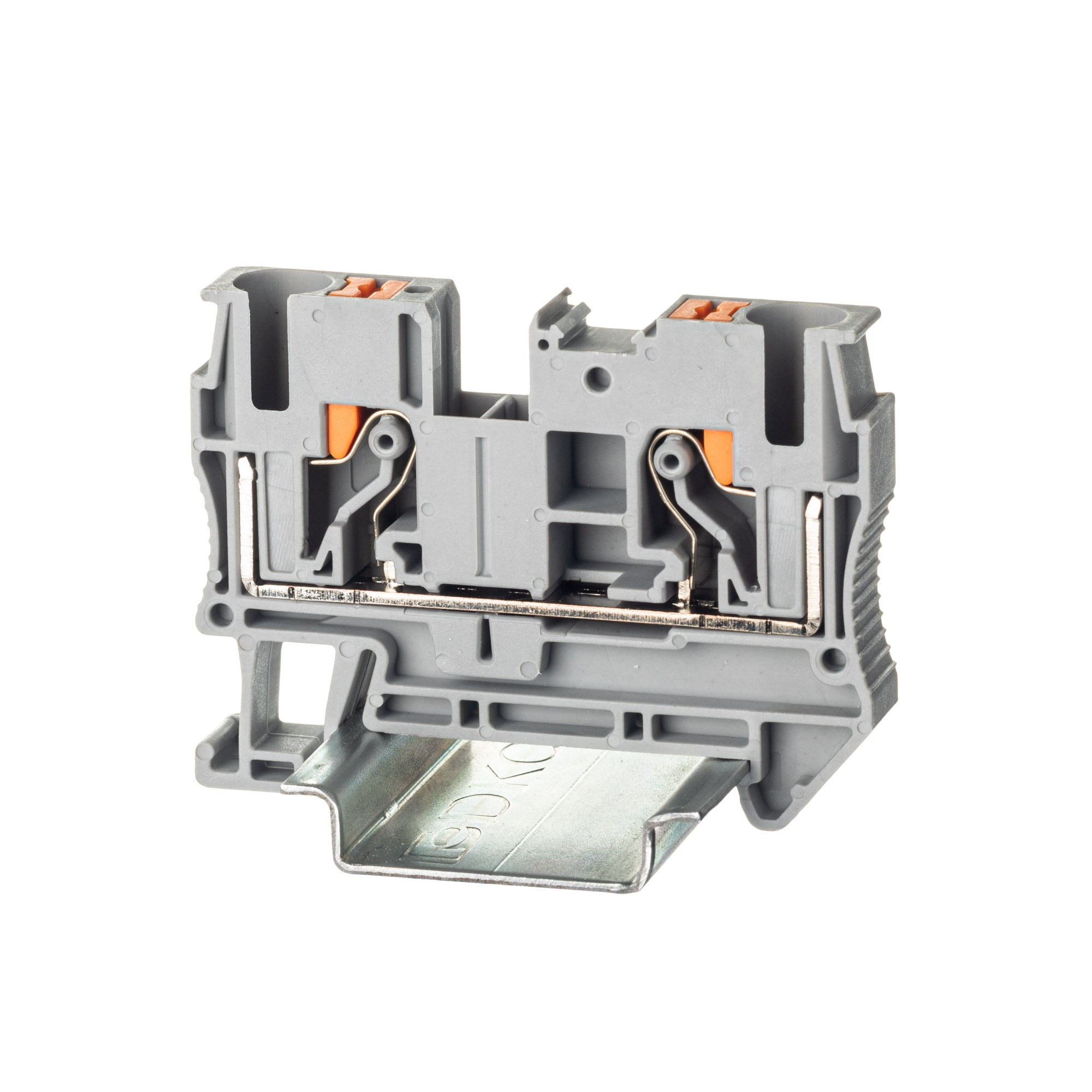 К2306. Клемма VPR-6-GY проходная, зажим push-in, 2 точки подключения, 6 кв.мм,  (ДКС)