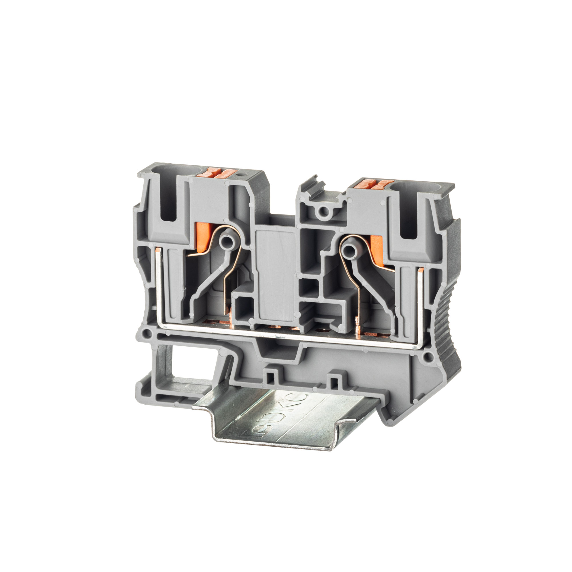 К2308. Клемма VPR-10-GY проходная, зажим push-in, 2 точки подключения, 10 кв.мм,  (ДКС)