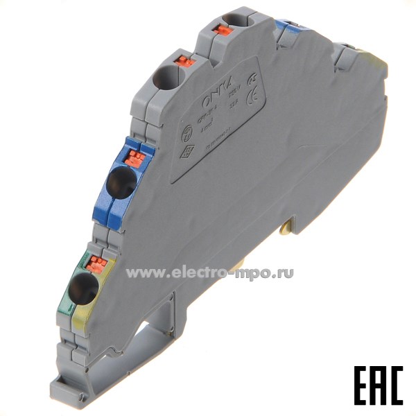 Б7553. Клемма OPK-3K 4 1020201/1902 трехуровневая пружинная серая 4мм2 32А 750В ширина 6,7мм (ONKA Турция)