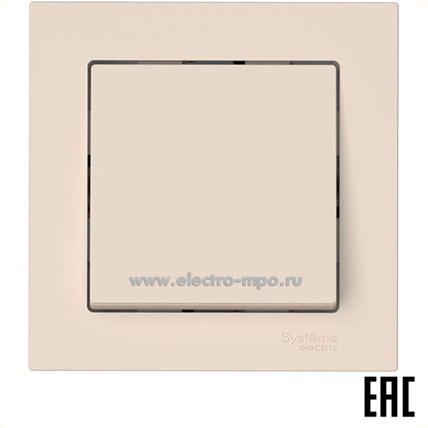 Ю52. Выключатель AtlasDesign ATN000212S 1 кл. безвинт. зажим. с/п бежевый (Systeme Electric)