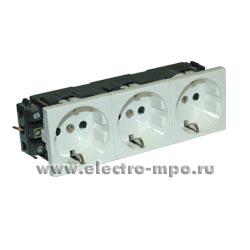 39705.Р9705 Механизм Mosaic 74182 розетки "евр" тройной с/п со шторкой белый (Legrand)
