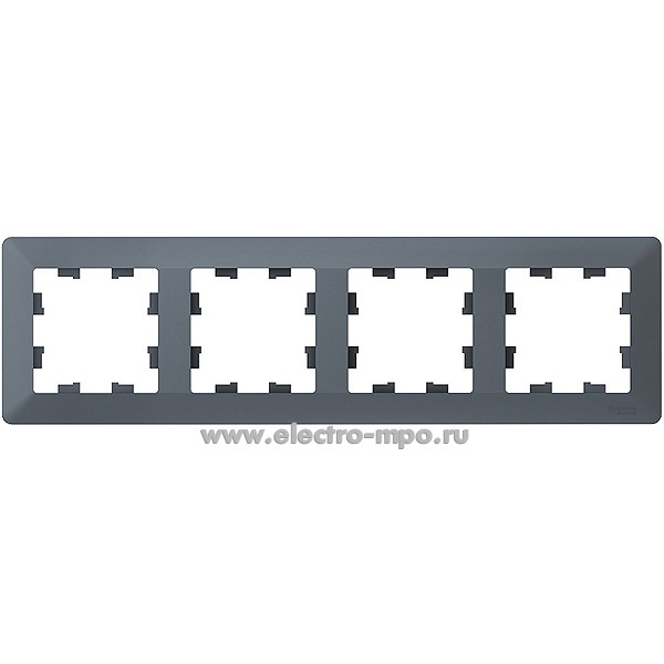 Ю32. Рамка-4 AtlasDesign Air ATN220704 универсальная грифель/дымчатый черный (Systemе Electric)