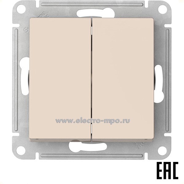 Ю52. Механизм AtlasDesign ATN000251S выключателя 2 кл. безвинт. зажим. с/п бежевый (Systeme Electric)