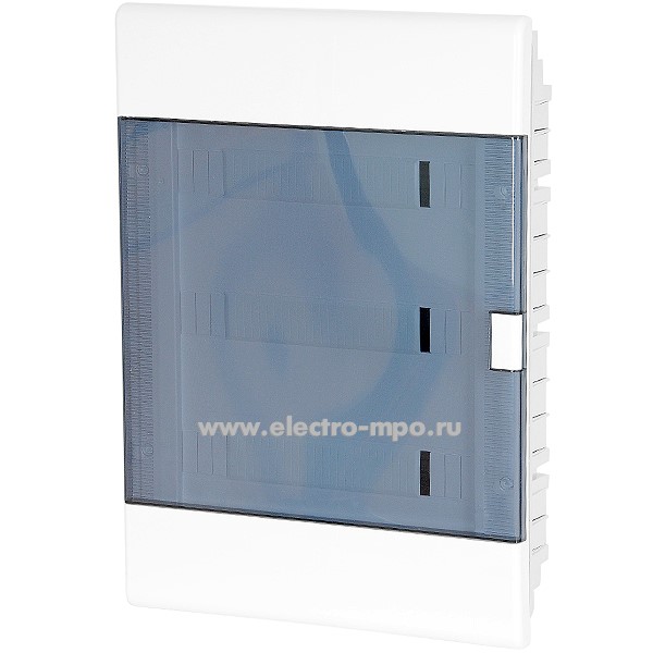 Е0470. Бокс 68154 белый встраиваемый на 54 модуля с клеммником прозрачная дверь IP41 (Рувинил)