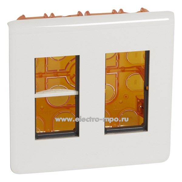 Р2563. Набор Mosaic 078872L (коробка, суппорт, рамка) для скрытого монтажа для 2х4 модулей белый (Le