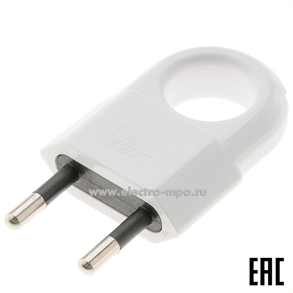 Р3802. Вилка 470515 GRV-P-10-FE-W-IP20 плоская б/з с кольцом 10А 250В белая (General)