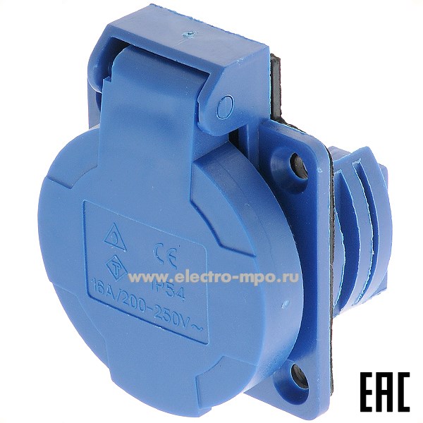 Р4504. Розетка встраиваемая Schuko AM-112 50х50 2Р+Е 16А 250В IP54 синяя ADL13-034 (ANDELI)