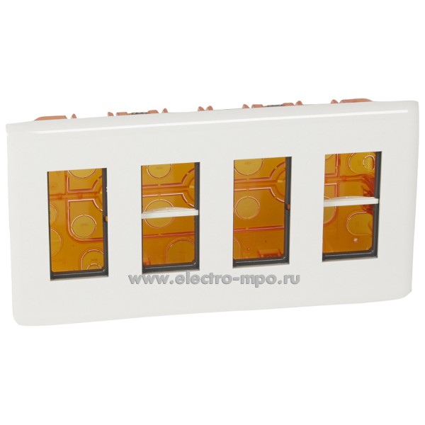 Р2565. Набор Mosaic 078874L (коробка, суппорт, рамка) для скрытого монтажа для 4х4 модулей белый (Legrand)