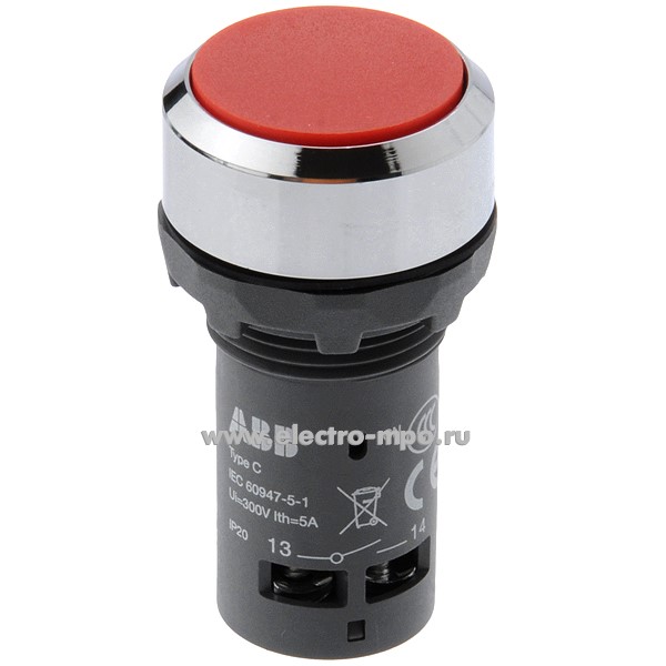 А6290. Выключатель кнопочный CP1-30R-01 красный 1р без фиксации COS1SFA619100R3041 (АВВ)