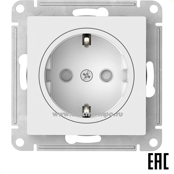 Ю52. Механизм AtlasDesign Art ATN200145S роз. "евр" со шторками безвинт. зажим. с/п белый (SE)