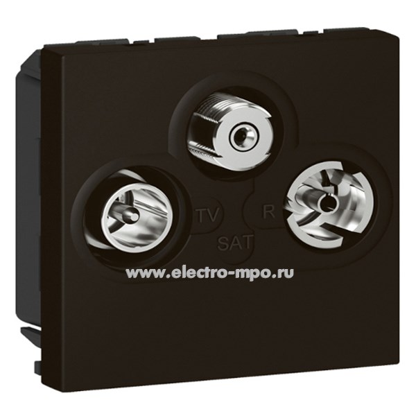 Р2763. Механизм Mosaic 079186L розетки TV-R-SAT с/п 2 модуля черный (Legrand)