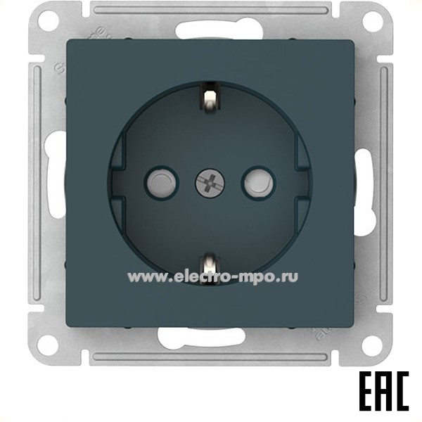 Ю52. Механизм AtlasDesign ATN000845S розетки "евро" со шторками безвинт. зажим. с/п изумруд (SE)
