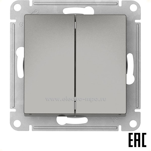 Ю52. Механизм AtlasDesign ATN000951S выключателя 2 кл. безвинт. зажим. с/п сталь (Systeme Electric)