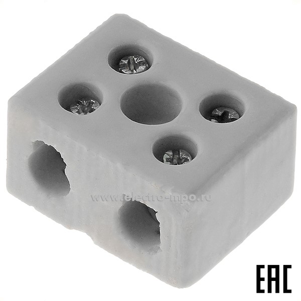 К4773. Клеммник JiNH 2W5H-15А 2P керамический 10 кв.мм 2 пары контактов винтовой 300 град. С (Электромонт