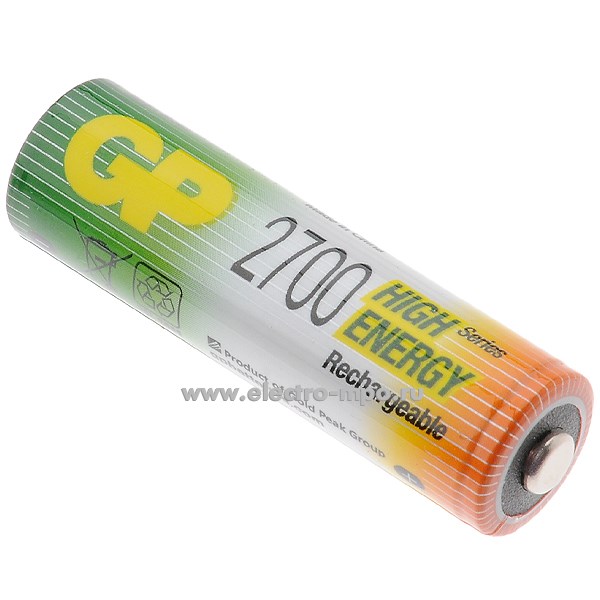С6545. Аккумулятор 270AAHCRGY-2CRCB2 R6(AA) 1,2В 2700 мА/ч бытовой никель-металлгидридный Ni/Mh (GP)